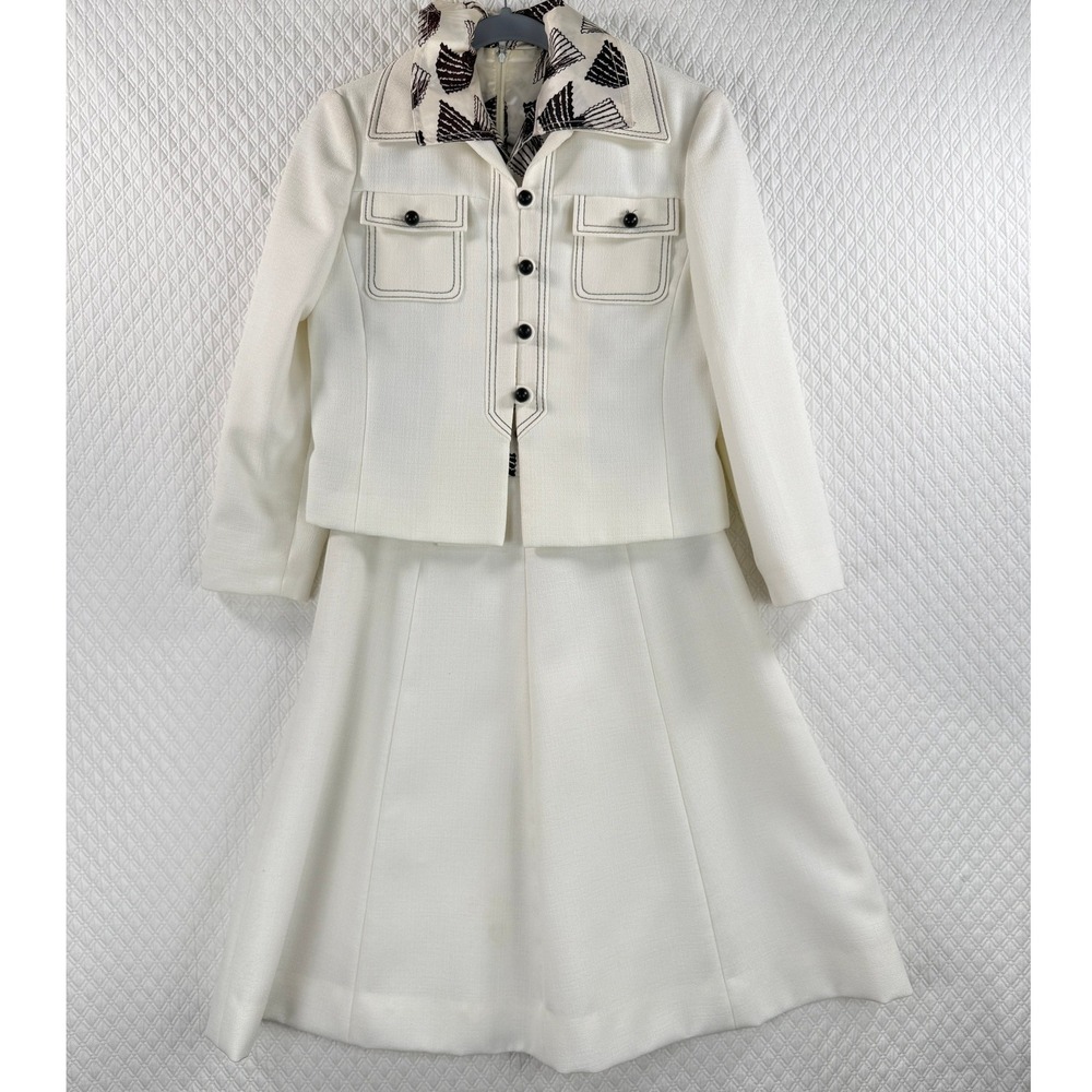 Vilano Gerardo Livornese Vintage 2 Piece Dress Suit Set Small White Black USA
